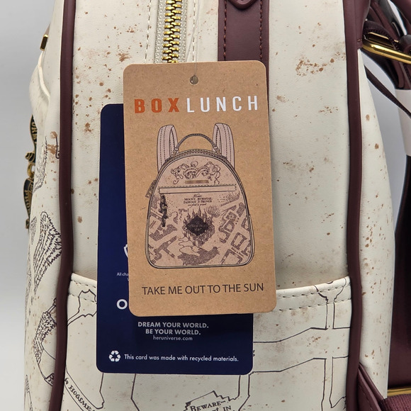 Harry Potter Marauders Map White Brown Mini Backpack Bag New - Picture 7 of 10